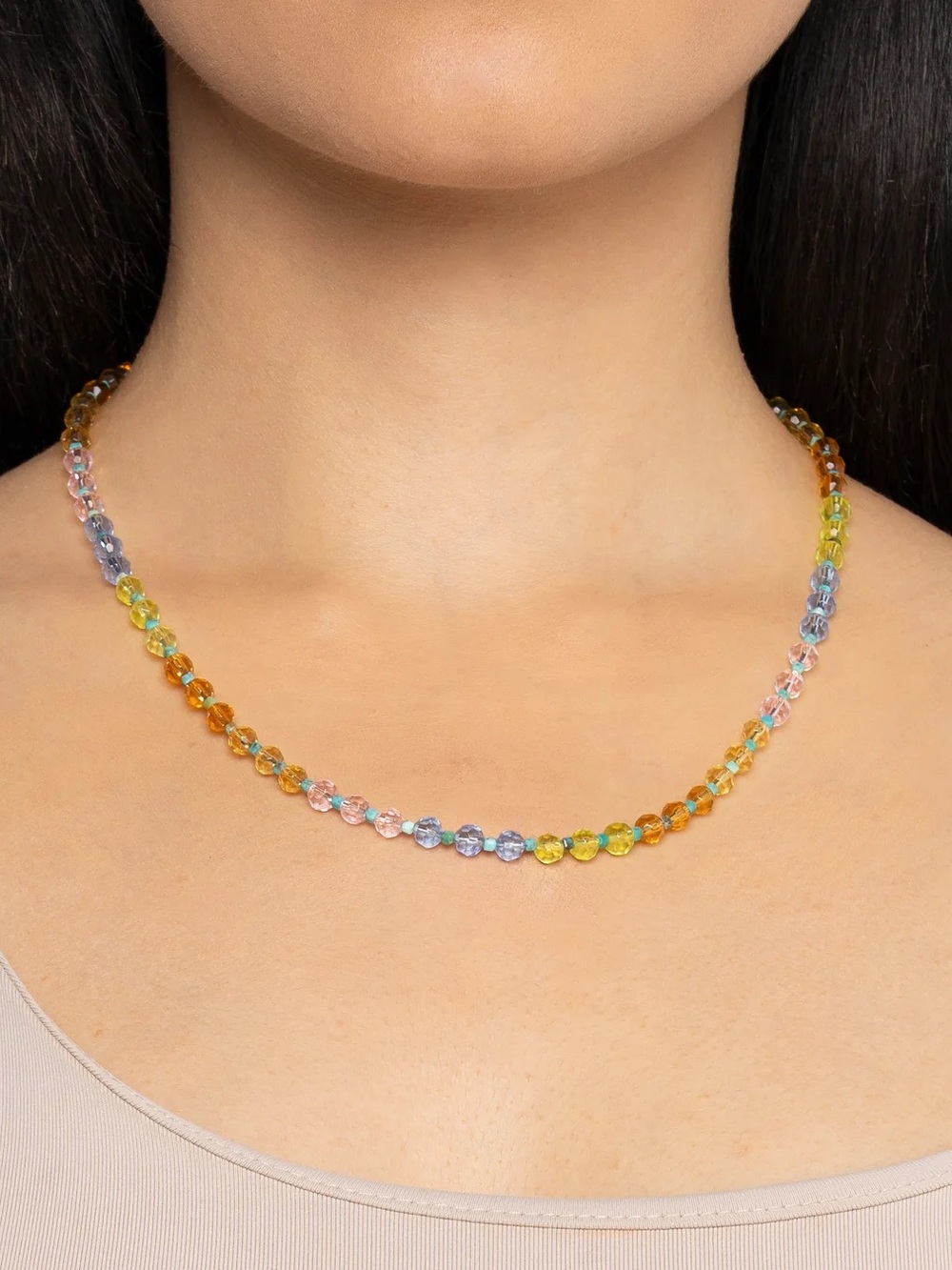 Turquoise and Pastel Beaded 24k Gold Plated Necklace NWOT